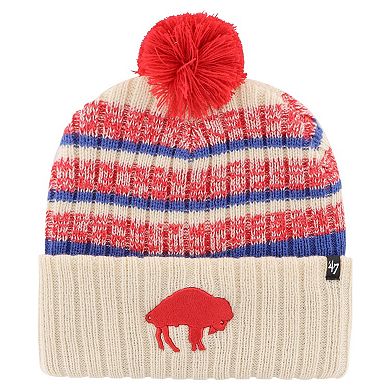 Men's '47  Natural Buffalo Bills Legacy Tavern Cuffed Knit Hat with Pom