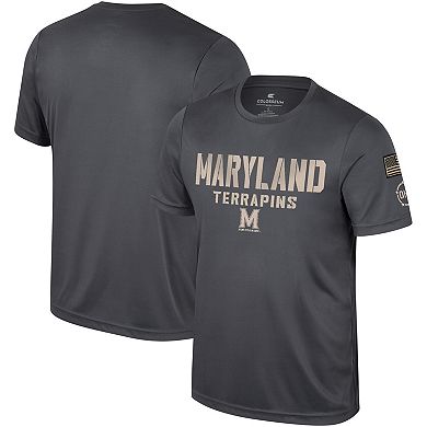 Men's Colosseum Charcoal Maryland Terrapins OHT Military Appreciation  T-Shirt