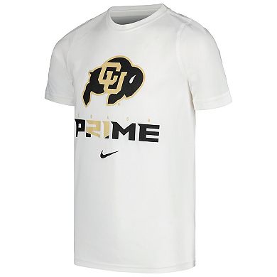 Youth Nike White Colorado Buffaloes Coach Prime Legend Performance T-Shirt