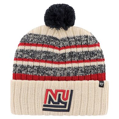 Men's '47  Natural New York Giants Legacy Tavern Cuffed Knit Hat with Pom