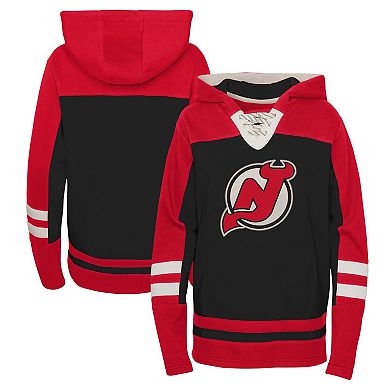 Youth Black New Jersey Devils Ageless Revisited Lace-Up V-Neck Pullover Hoodie