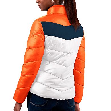 Women's G-III 4Her by Carl Banks  White/Orange Denver Broncos New Star Quilted Full-Zip Jacket