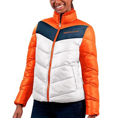 Women's G-III 4Her by Carl Banks  White/Orange Denver Broncos New Star Quilted Full-Zip Jacket