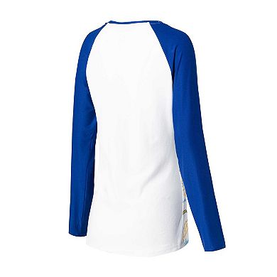 Women's Concepts Sport White/Powder Blue Los Angeles Chargers Tinsel Raglan Long Sleeve T-Shirt & Pants Sleep Set