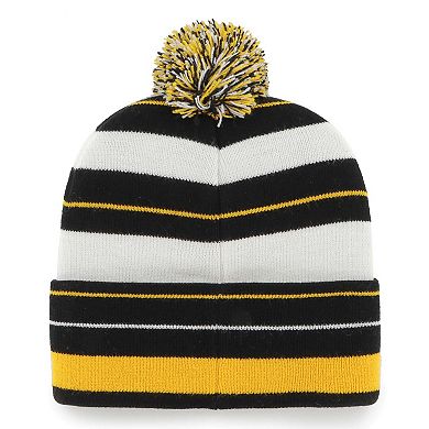 Women's '47 Black Pittsburgh Steelers Powerline Cuffed Knit Hat with Pom