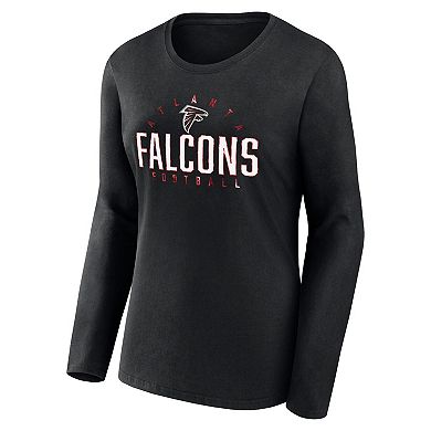Women's Fanatics Branded Black Atlanta Falcons Plus Size Foiled Play Long Sleeve T-Shirt