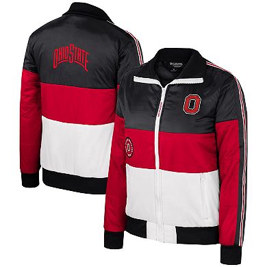 Women's The Wild Collective  Scarlet Ohio State Buckeyes Color-Block Puffer Full-Zip Jacket