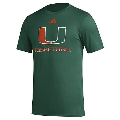 Men's adidas  Green Miami Hurricanes Fadeaway Basketball Pregame AEROREADY T-Shirt