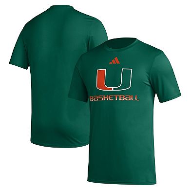 Men's adidas  Green Miami Hurricanes Fadeaway Basketball Pregame AEROREADY T-Shirt