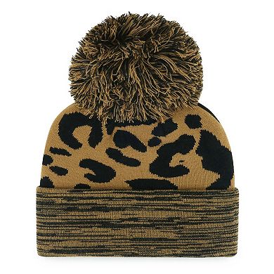 Women's '47 Leopard Golden State Warriors Rosette Cuffed Knit Hat with Pom