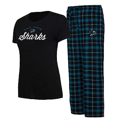 Women's Concepts Sport Black/Teal San Jose Sharks Arctic T-Shirt & Pajama Pants Sleep Set