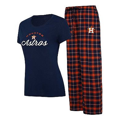 Women's Concepts Sport Navy/Orange Houston Astros Arctic T-Shirt & Flannel Pants Sleep Set