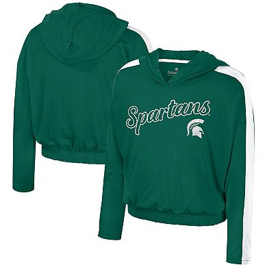 Girls Youth Colosseum Green Michigan State Spartans Illumination Long Sleeve Hoodie T-Shirt