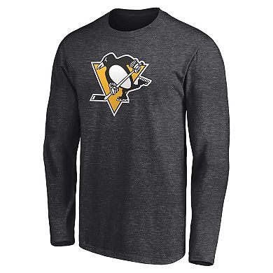 Men's Fanatics Gray Pittsburgh Penguins Iced Out Long Sleeve T-Shirt