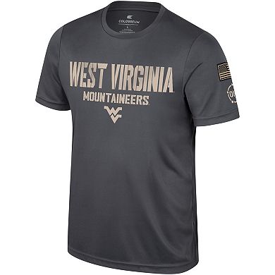 Men's Colosseum Charcoal West Virginia Mountaineers OHT Military Appreciation  T-Shirt