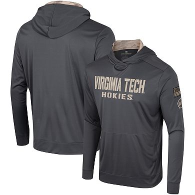 Men's Colosseum Charcoal Virginia Tech Hokies OHT Military Appreciation Long Sleeve Hoodie T-Shirt