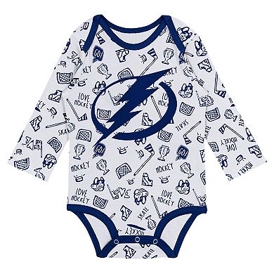 Infant White Tampa Bay Lightning Dynamic Defender Long Sleeve Bodysuit