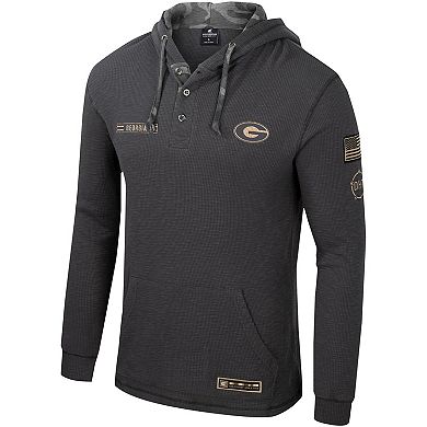 Men's Colosseum Charcoal Georgia Bulldogs OHT Military Appreciation Henley Pullover Hoodie