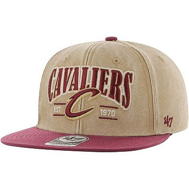Men's '47 Khaki/Wine Cleveland Cavaliers Chilmark Captain Snapback Hat