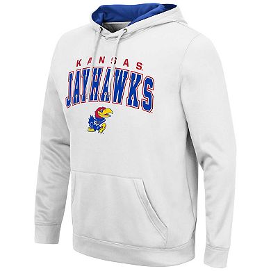 Men's Colosseum White Kansas Jayhawks Resistance Pullover Hoodie