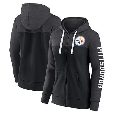Women's Fanatics Branded Heather Charcoal Pittsburgh Steelers Plus Size City Ties Full-Zip Hoodie