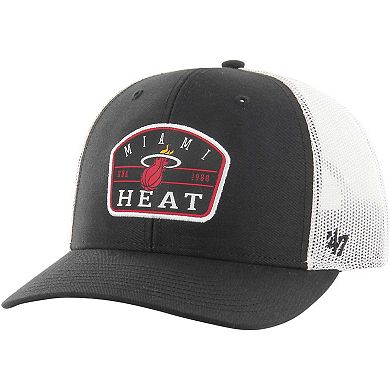 Men's '47 Black Miami Heat Semi Patch Trucker Adjustable Hat