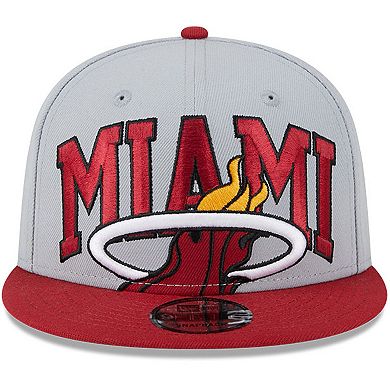 Men's New Era Gray/Red Miami Heat Tip-Off Two-Tone 9FIFTY Snapback Hat