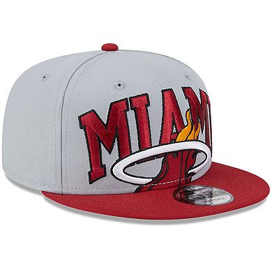 Men's New Era Gray/Red Miami Heat Tip-Off Two-Tone 9FIFTY Snapback Hat