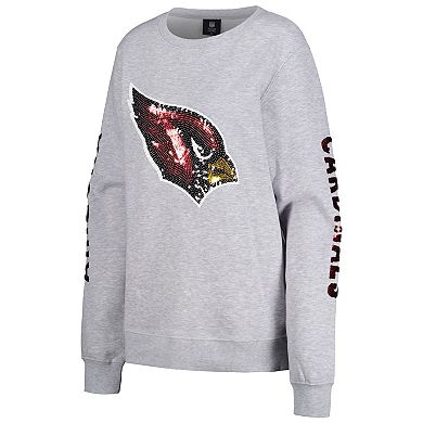 Women's Cuce Heather Gray Arizona Cardinals Sequined Logo Pullover Sweatshirt