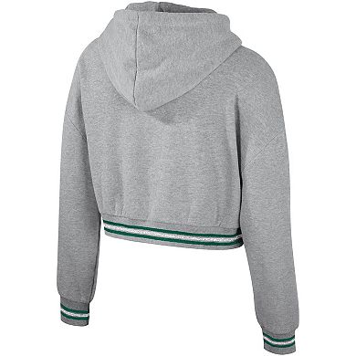 Women's The Wild Collective Heather Gray Michigan State Spartans Cropped Shimmer Pullover Hoodie