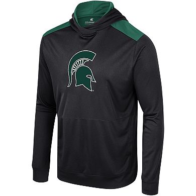 Men's Colosseum Black Michigan State Spartans Warm Up Long Sleeve Hoodie T-Shirt