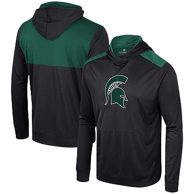 Men's Colosseum Black Michigan State Spartans Warm Up Long Sleeve Hoodie T-Shirt