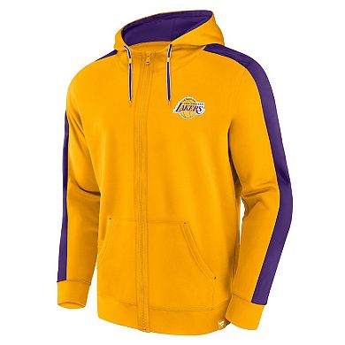 Men's Fanatics Branded Gold Los Angeles Lakers Rainbow Shot Full-Zip Hoodie