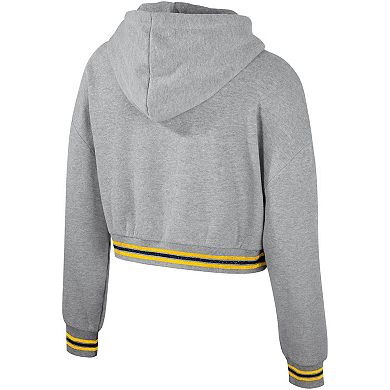 Women's The Wild Collective Heather Gray Michigan Wolverines Cropped Shimmer Pullover Hoodie