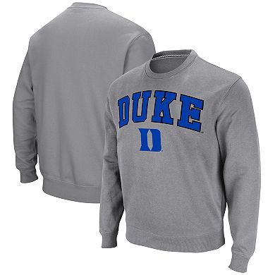 Men's Colosseum Heather Gray Duke Blue Devils Arch & Logo Pullover Sweatshirt