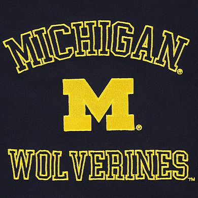 Women's Hype and Vice Navy Michigan Wolverines Colorblock Rookie Crew Pullover Sweatshirt