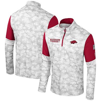 Men's Colosseum  Camo Arkansas Razorbacks OHT Military Appreciation Tomahawk Quarter-Zip Windshirt