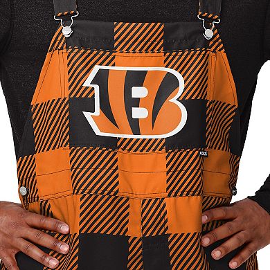 Men's FOCO  Orange Cincinnati Bengals Big Logo Plaid Overalls