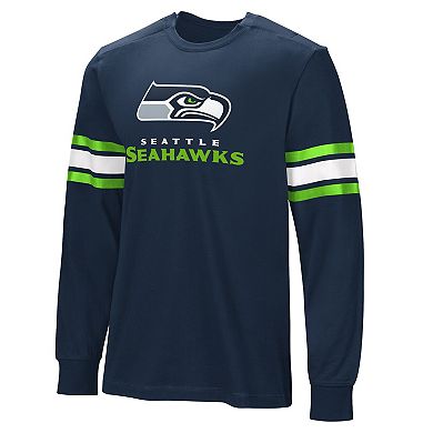 Men's College Navy Seattle Seahawks Hands Off Long Sleeve Adaptive T-Shirt