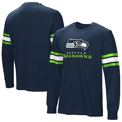 Men's College Navy Seattle Seahawks Hands Off Long Sleeve Adaptive T-Shirt