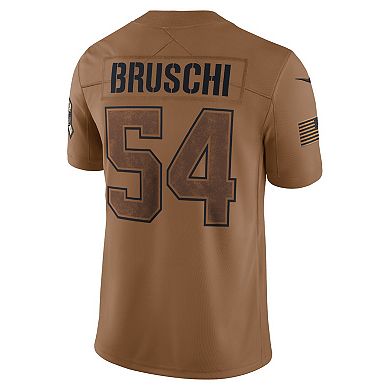 Men's Nike Tedy Bruschi Brown New England Patriots 2023 Salute To Service Retired Player Limited Jersey