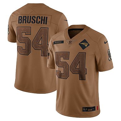Men's Nike Tedy Bruschi Brown New England Patriots 2023 Salute To Service Retired Player Limited Jersey