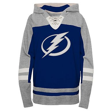 Youth Blue Tampa Bay Lightning Ageless Revisited Lace-Up V-Neck Pullover Hoodie