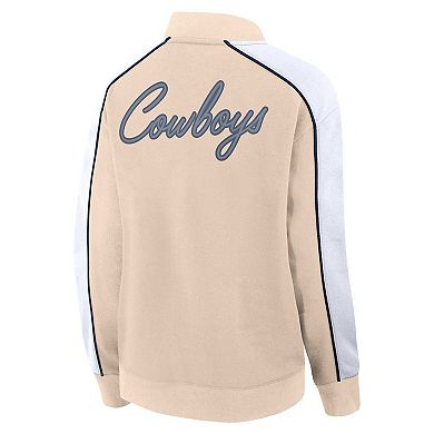 Women's Fanatics Branded Tan Dallas Cowboys Lounge Full-Snap Varsity Jacket