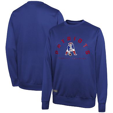 Men's Navy New England Patriots Combine Authentic Line Blocker Pullover Sweatshirt