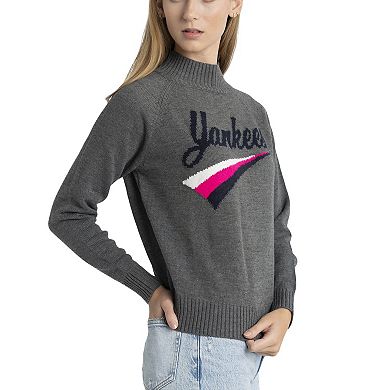 Women's Lusso  Gray New York Yankees Serena Raglan Pullover Sweater