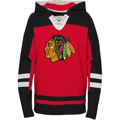 Preschool Red Chicago Blackhawks Ageless Revisited Lace-Up V-Neck Pullover Hoodie