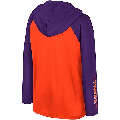 Youth Colosseum Orange Clemson Tigers Eddie Multi-Hit Raglan Long Sleeve Hoodie T-Shirt