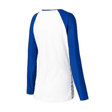 Women's Concepts Sport White/Royal Los Angeles Rams Tinsel Raglan Long Sleeve T-Shirt & Pants Sleep Set