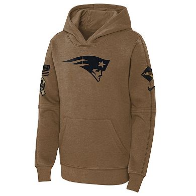 Youth Nike  Brown New England Patriots 2023 Salute to Service Club Fleece Pullover Hoodie